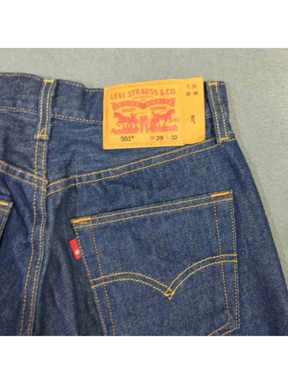 Levi's Jeans Men's 29x32 Fits 28x30 Dark Blue 501 Straight Button Fly Denim